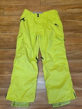Empyre Ski Pants Youth LG Neon Yellow Nylon Waterproof Vented Snowboard 10,000 M